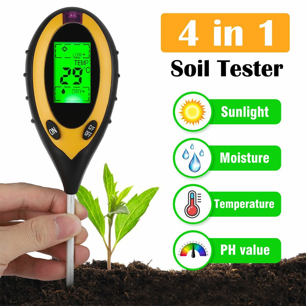 Zorbes 4-in-1 PH Meter, Agriculture Digital Plant Temperature/Soil